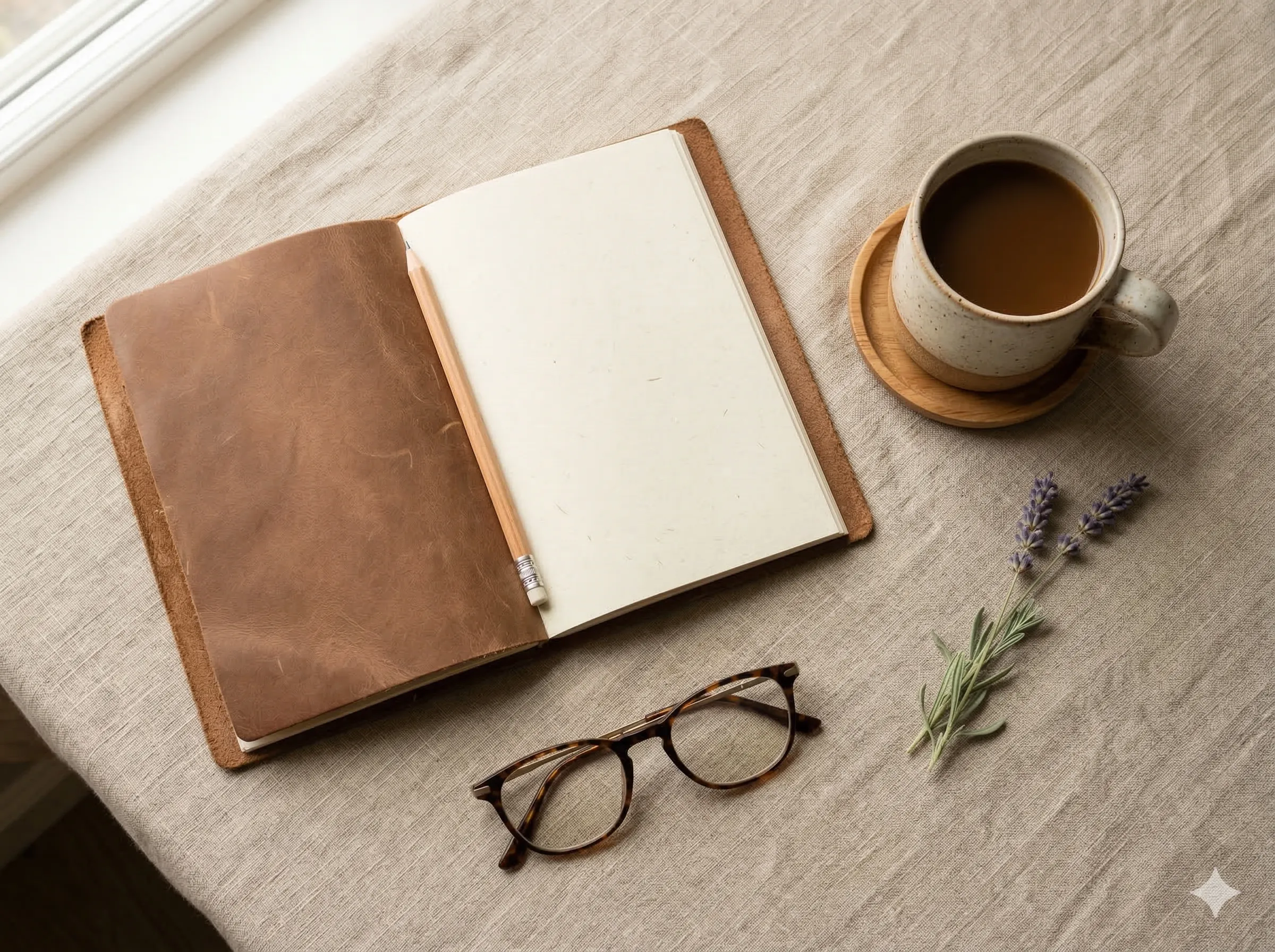 Terapia Skoncentrowana na Rozwiązaniach — notatnik, kawa i ciepłe światło w gabinecie